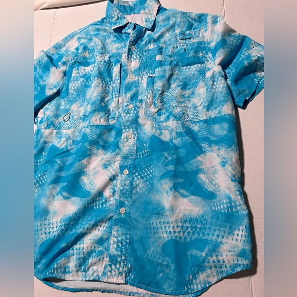 Reel Legends Performance Shirt Men’s Small Saltwater Blue Vented Outdoors - Picture 1 of 5